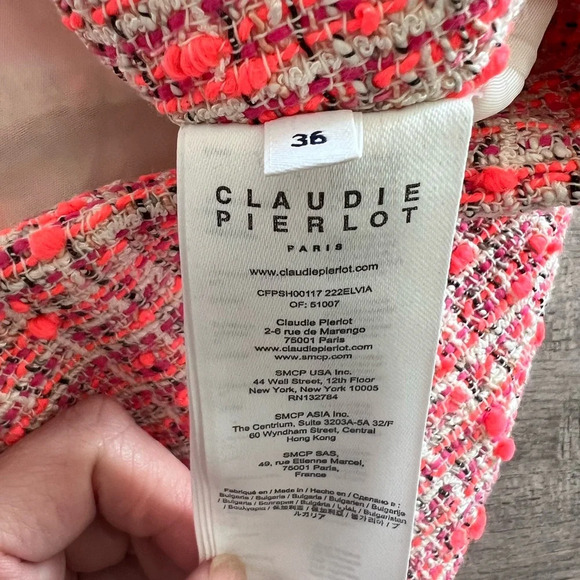 CLAUDIE PIERLOT Tweed Skort Neon Pink - Picture 8 of 8